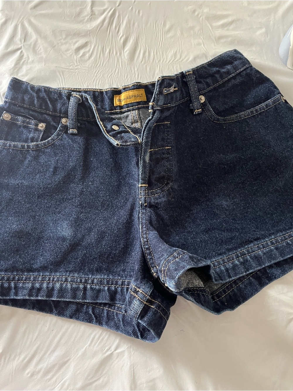 Asphalt Indigo Blue High-Rise Denim Shorts
